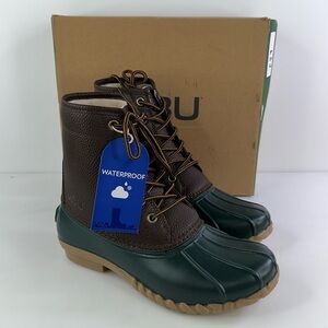 JBU Men's Maine Waterproof Duck Boot Dark Brown Green Shoes